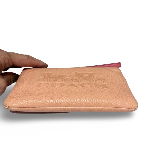 Coach Faded Blush Pebble Leather Corner Zip Wristlet w/ Horse & Carriage - Picture 10 of 10